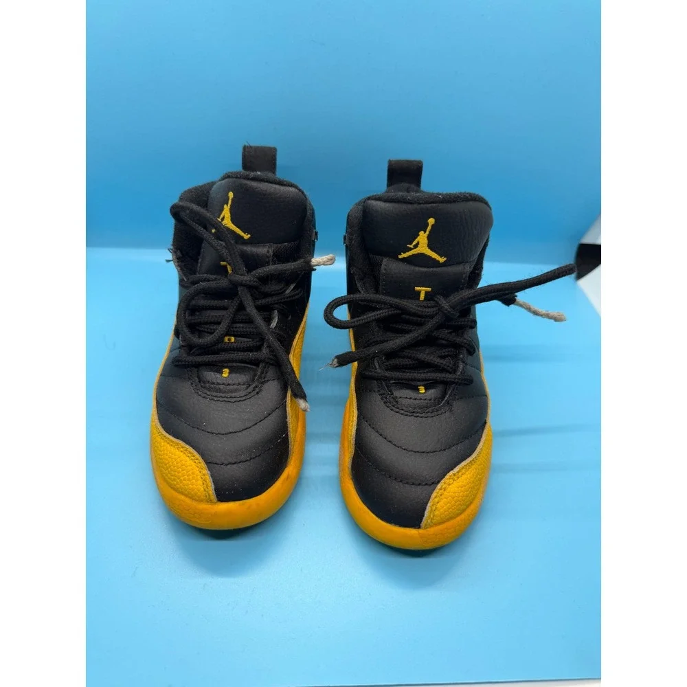Jordan 12 Retro University Gold Black Toddler Sneakers 850000-070 Size 8C